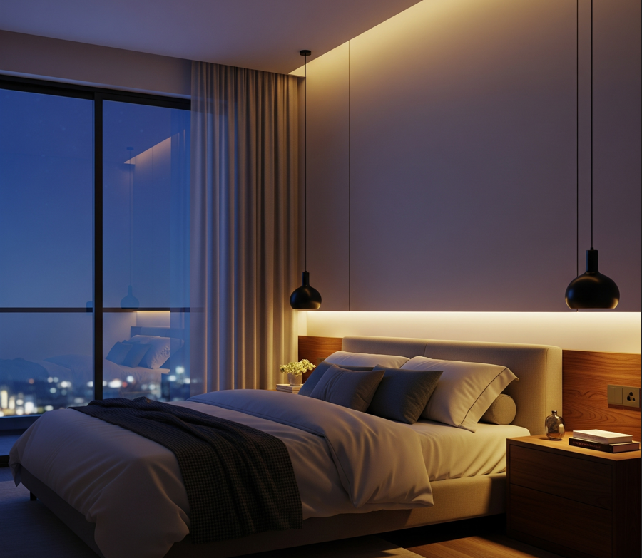 Hình ảnh đèn LED cao cấp cho phòng ngủ
