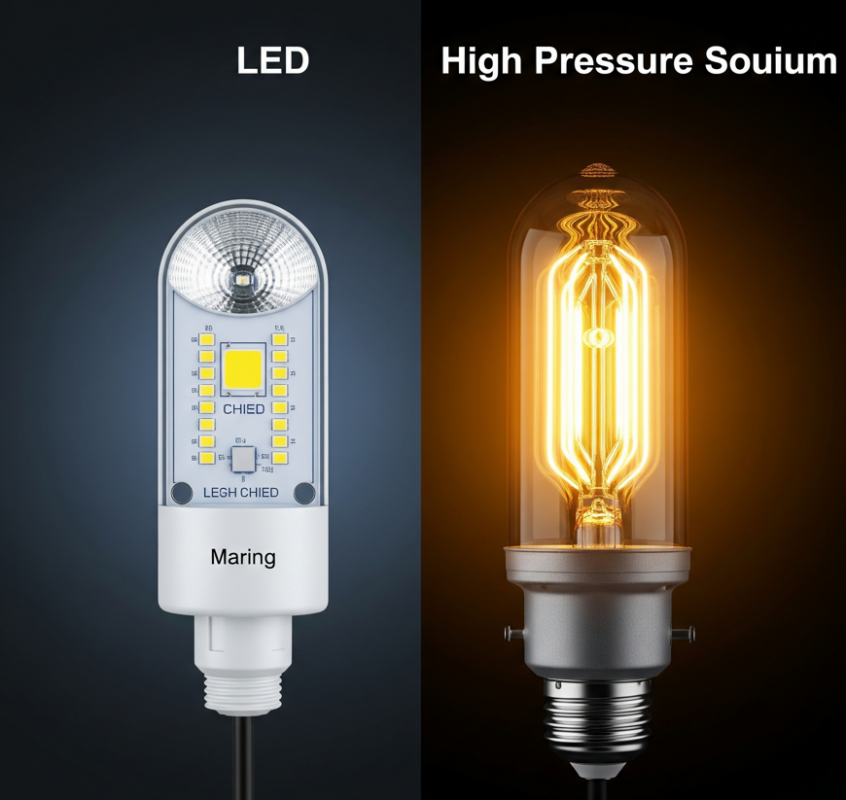 Hình ảnh bóng đèn led và bóng cao áp