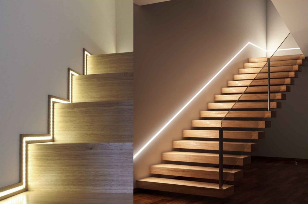 Hình ảnh đèn led cho cầu thang hiện đại